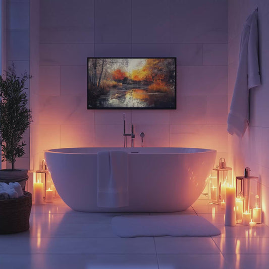 Abstract Autumn River Scene TV Art: Rustic Orange Landscape Print (Digital Download) ATV88